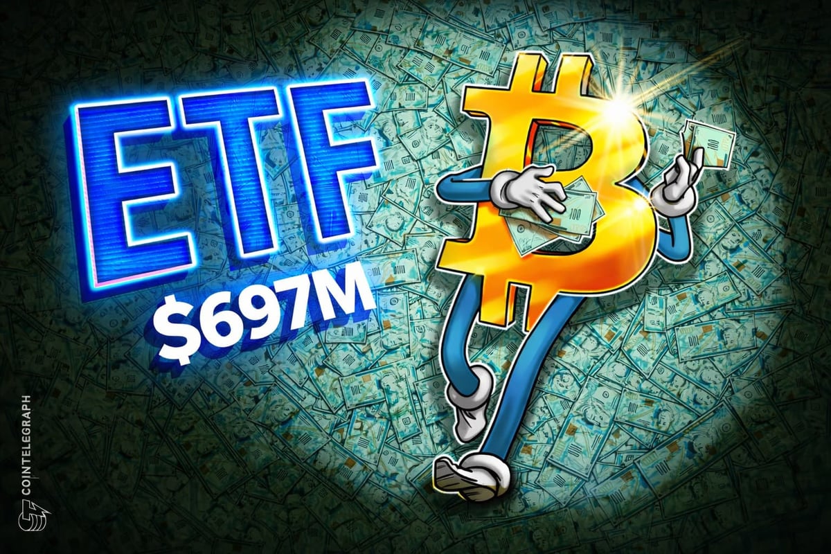 Bitcoin ETFs attract $697M in second trading day of 2026
