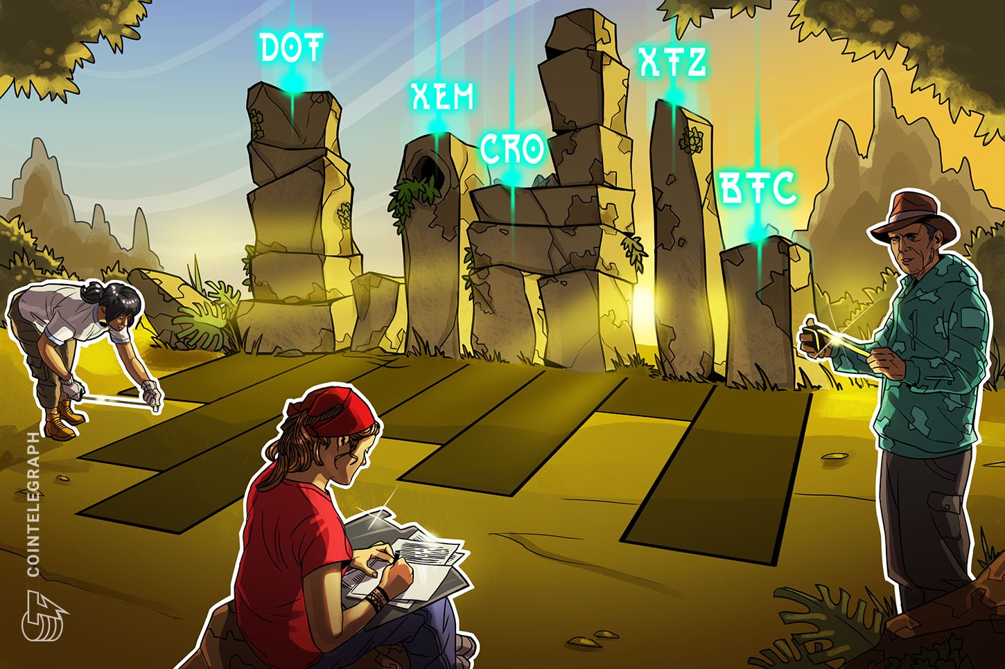 Top 5 criptomoedas para prestar atenção esta semana: BTC, DOT, CRO, XEM, XTZ