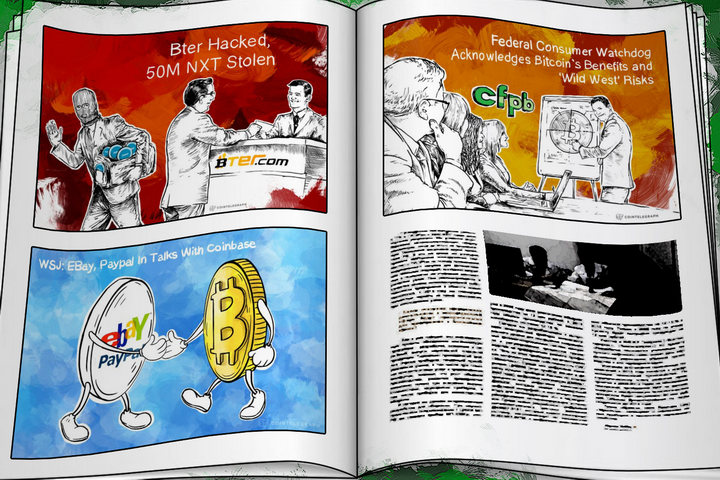 Weekend Roundup: 50 MM NXT Stolen, eBay in Talks with Coinbase, and Alex Jones Gets On the Bitcoin Wagon