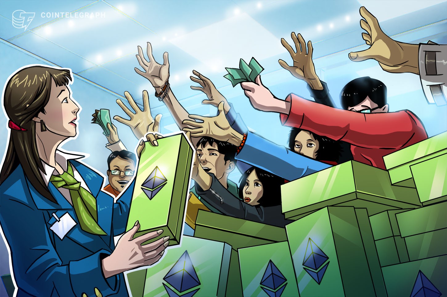 Ether atinge US$ 470 e registra uma alta de 19 meses frente ao Bitcoin