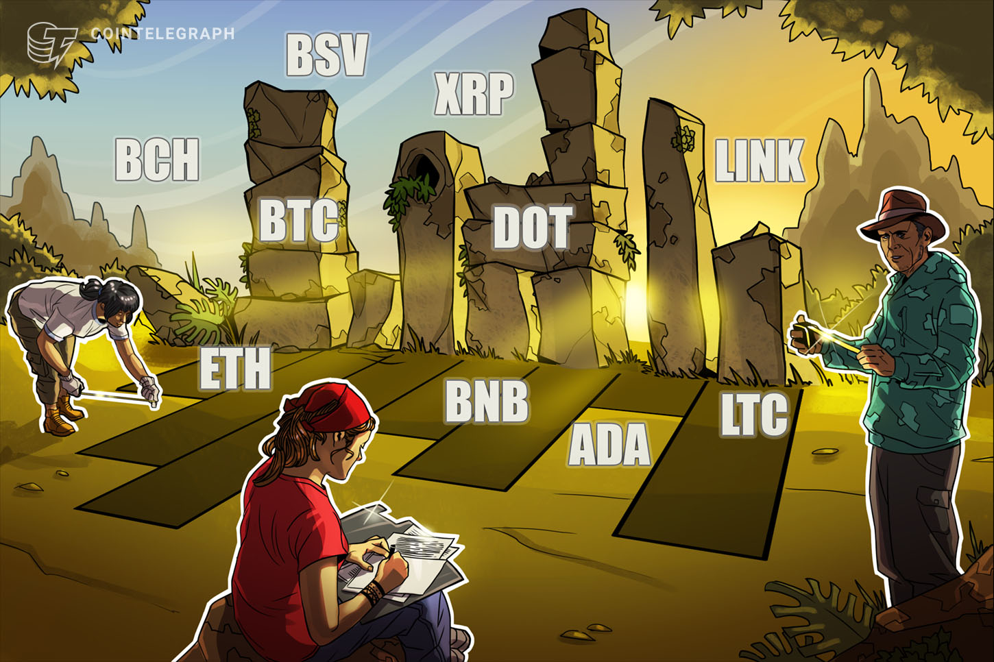 Análise de preços do TOP 10 (1/4): BTC, ETH, XRP, LTC, DOT, BCH, ADA, BNB, LINK, BSV
