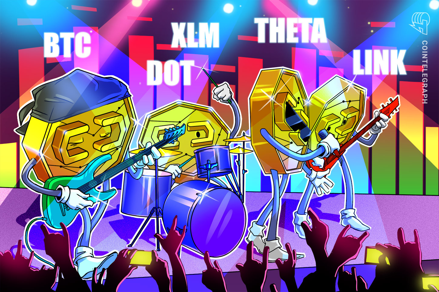5 criptomoedas para ficar de olho nessa semana: BTC, DOT, LINK, XLM, THETA