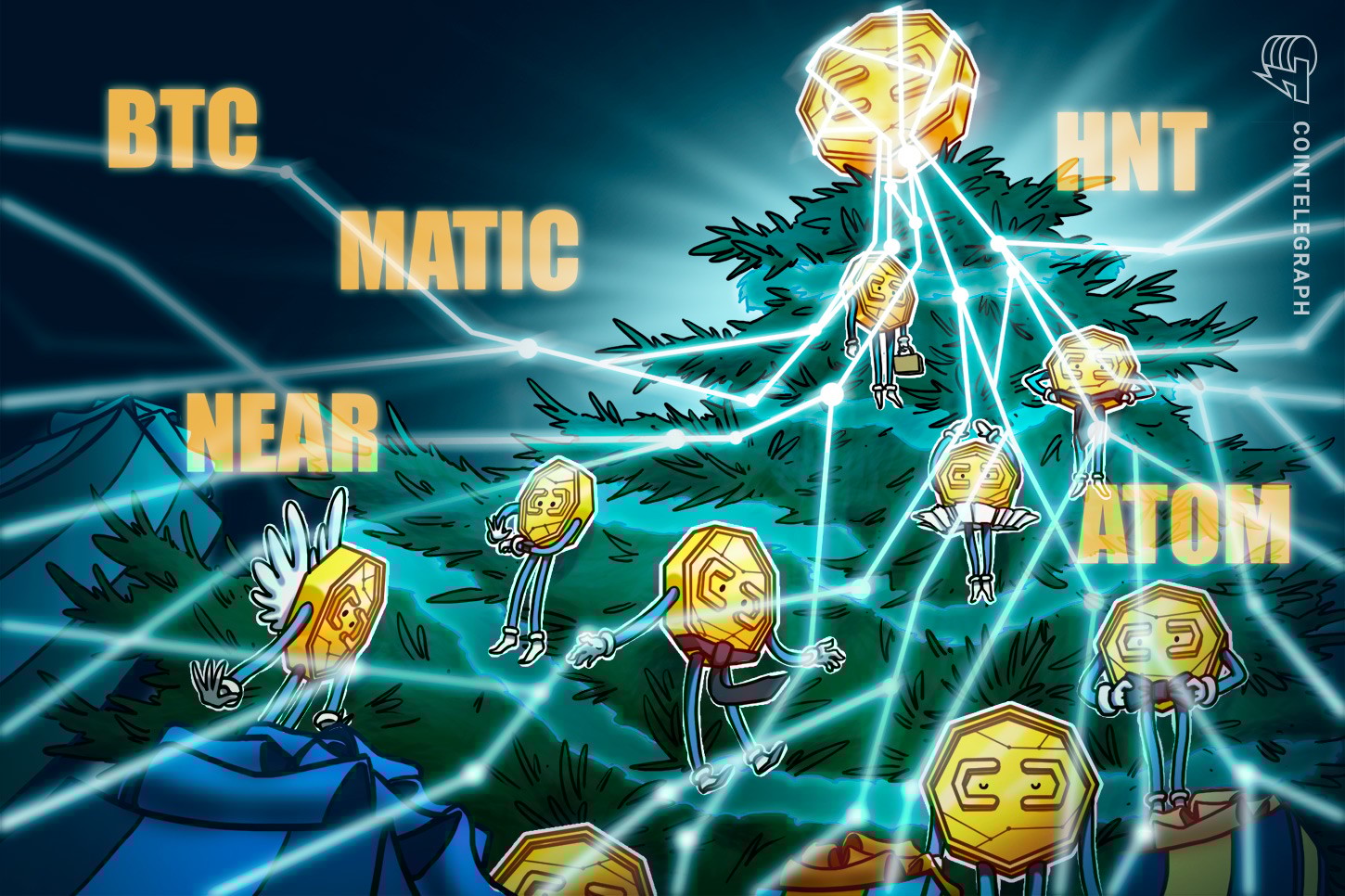 Top 5 criptomoedas para acompanhar na semana: BTC, MATIC, NEAR, ATOM, HNT