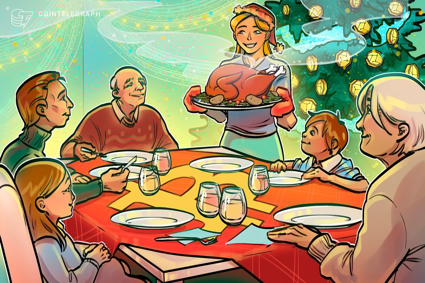 Temas sobre criptomonedas para la cena de Navidad