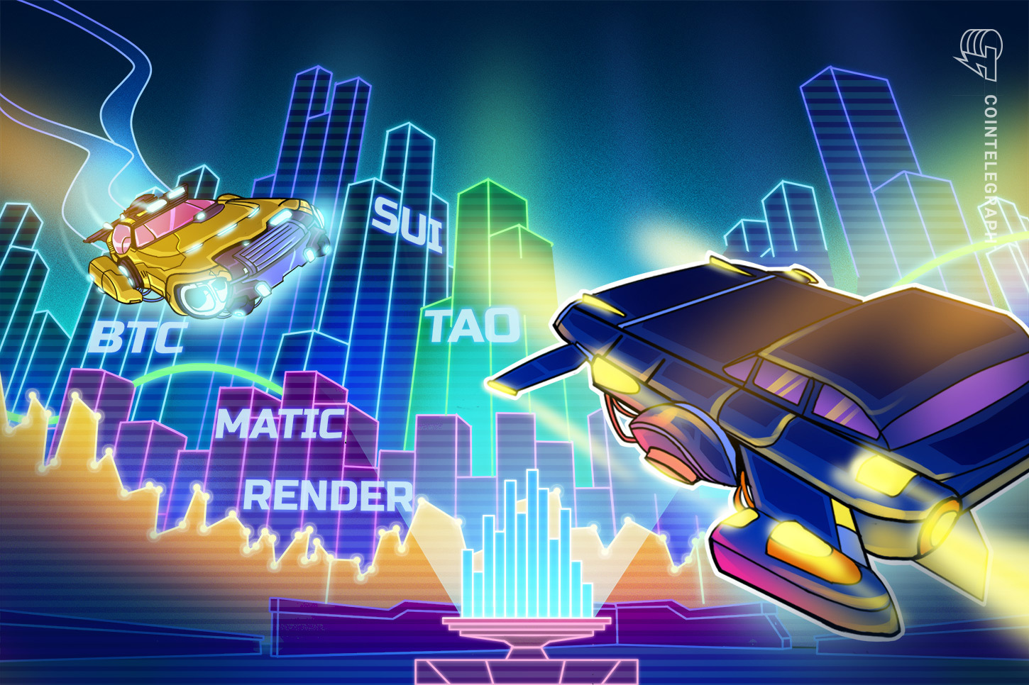 MATIC, SUI, RENDER y TAO podrían subir si Bitcoin mantiene los USD 64,000