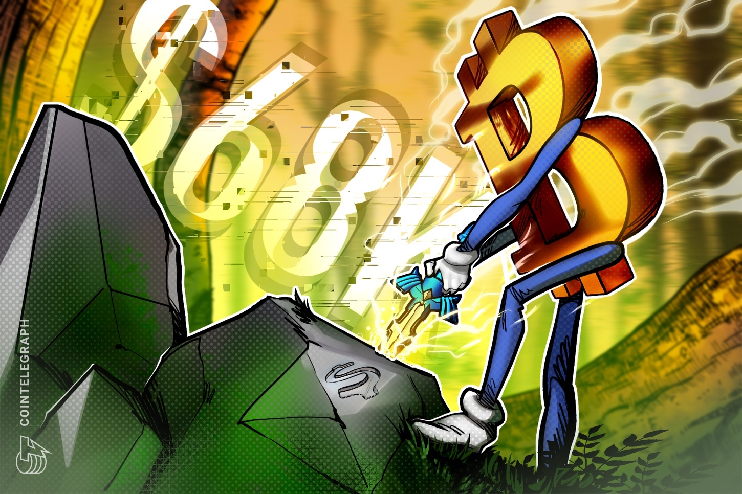 Bitcoin alcanzó los 68,000 dólares en un intento por romper la tendencia bajista de 217 días