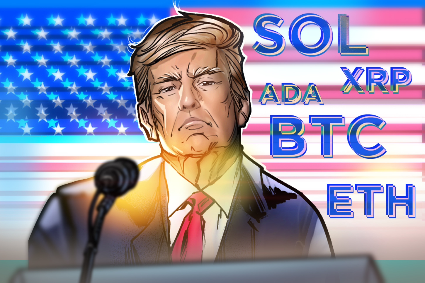 Trump diz que reserva de criptomoedas dos EUA incluirá BTC, ETH, SOL, XRP, ADA