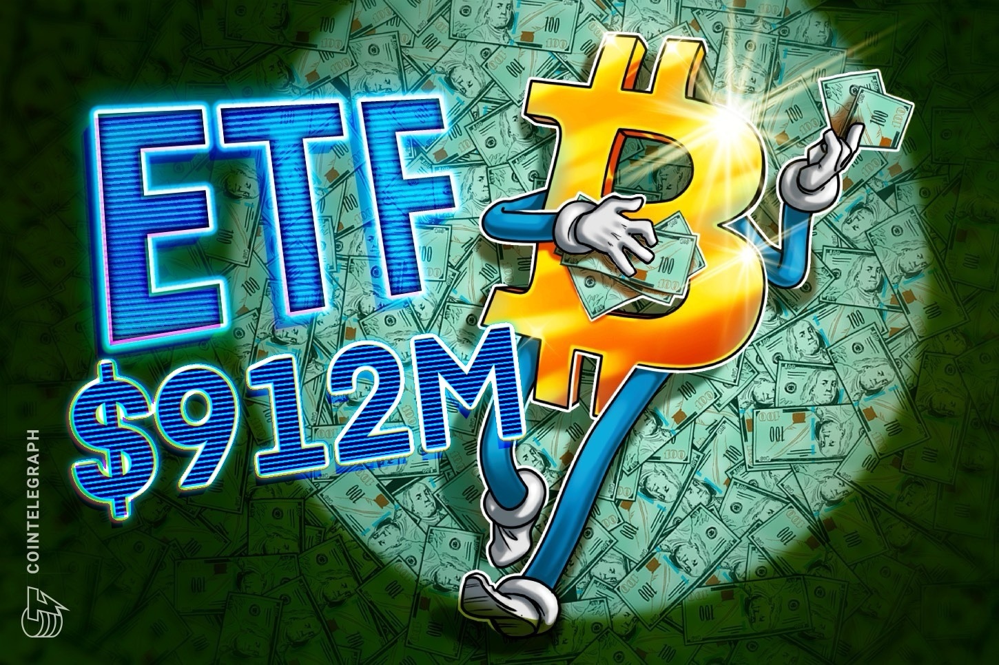 Los ETF de bitcoin reciben 912 millones de dólares en flujos por un fuerte impulso en el ánimo de los inversores
