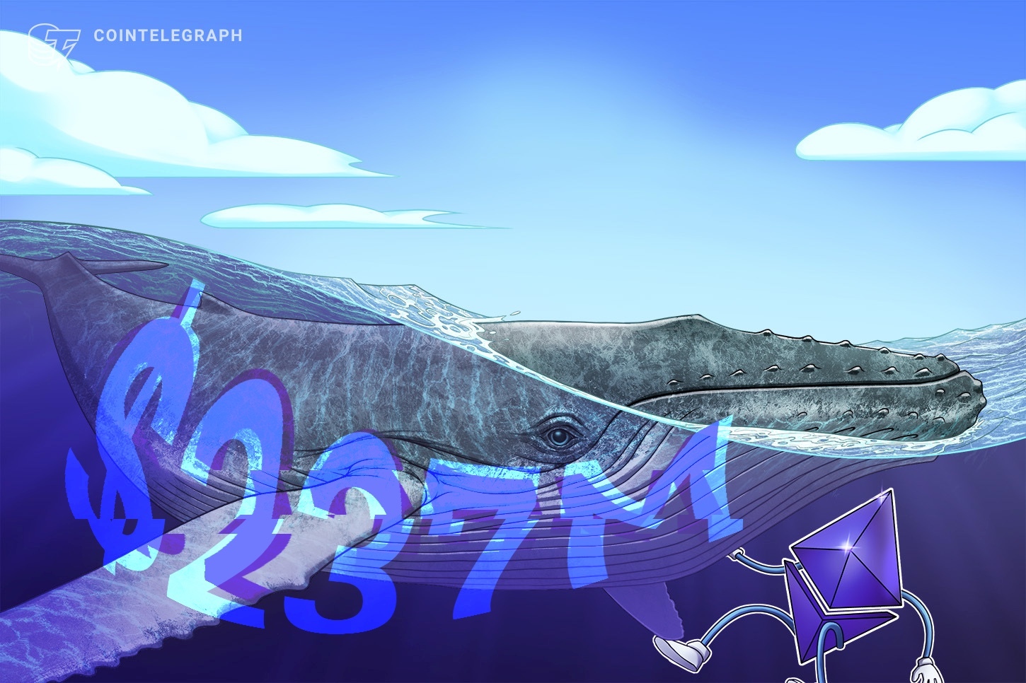 "Ballena gigante" movió 237 millones de dólares en ETH a exchanges y pone a Ethereum en riesgo de una posible caída del 25%