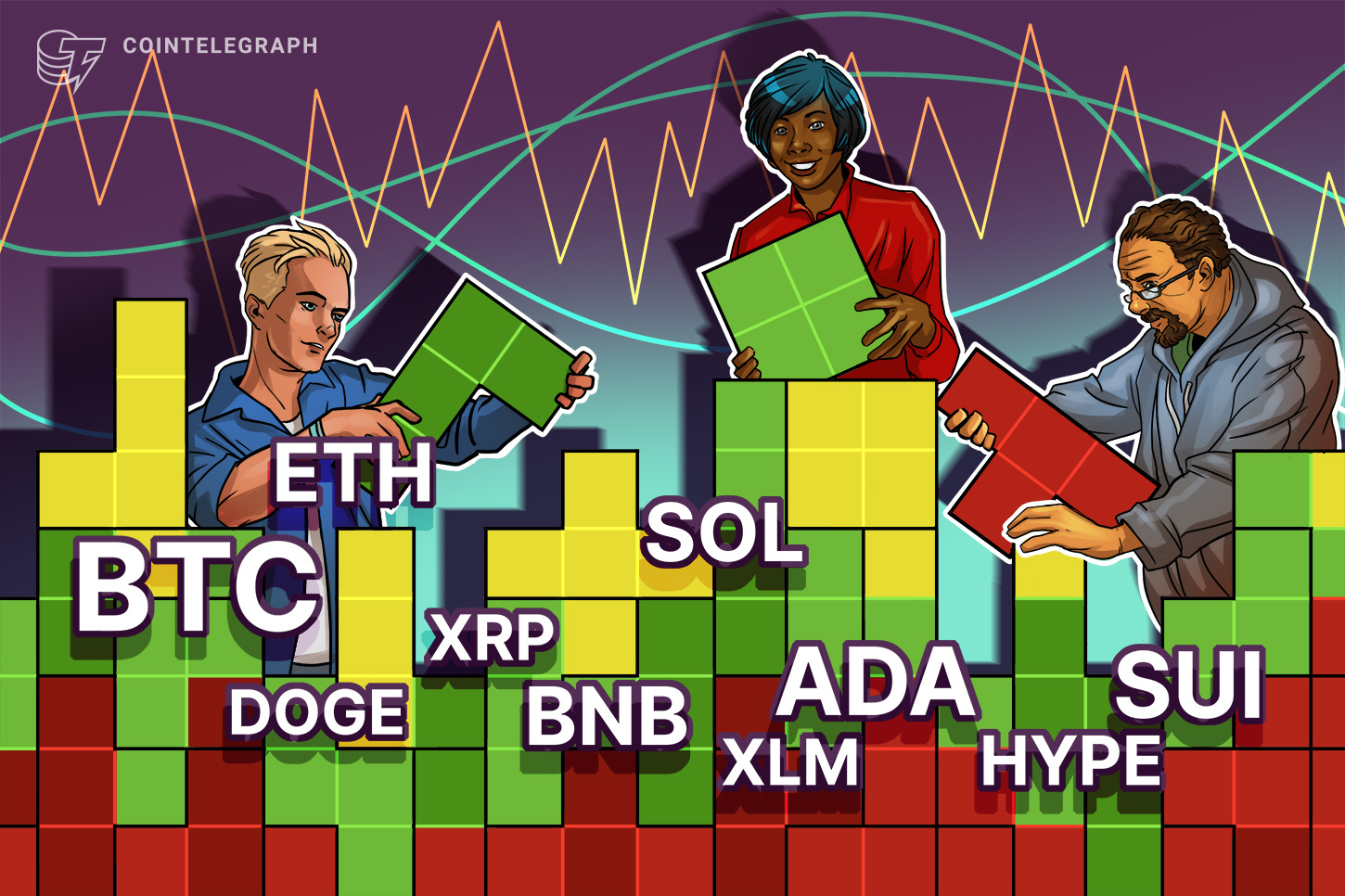 Predicciones de precios al 8/8: BTC, ETH, XRP, BNB, SOL, DOGE, ADA, HYPE, XLM, SUI