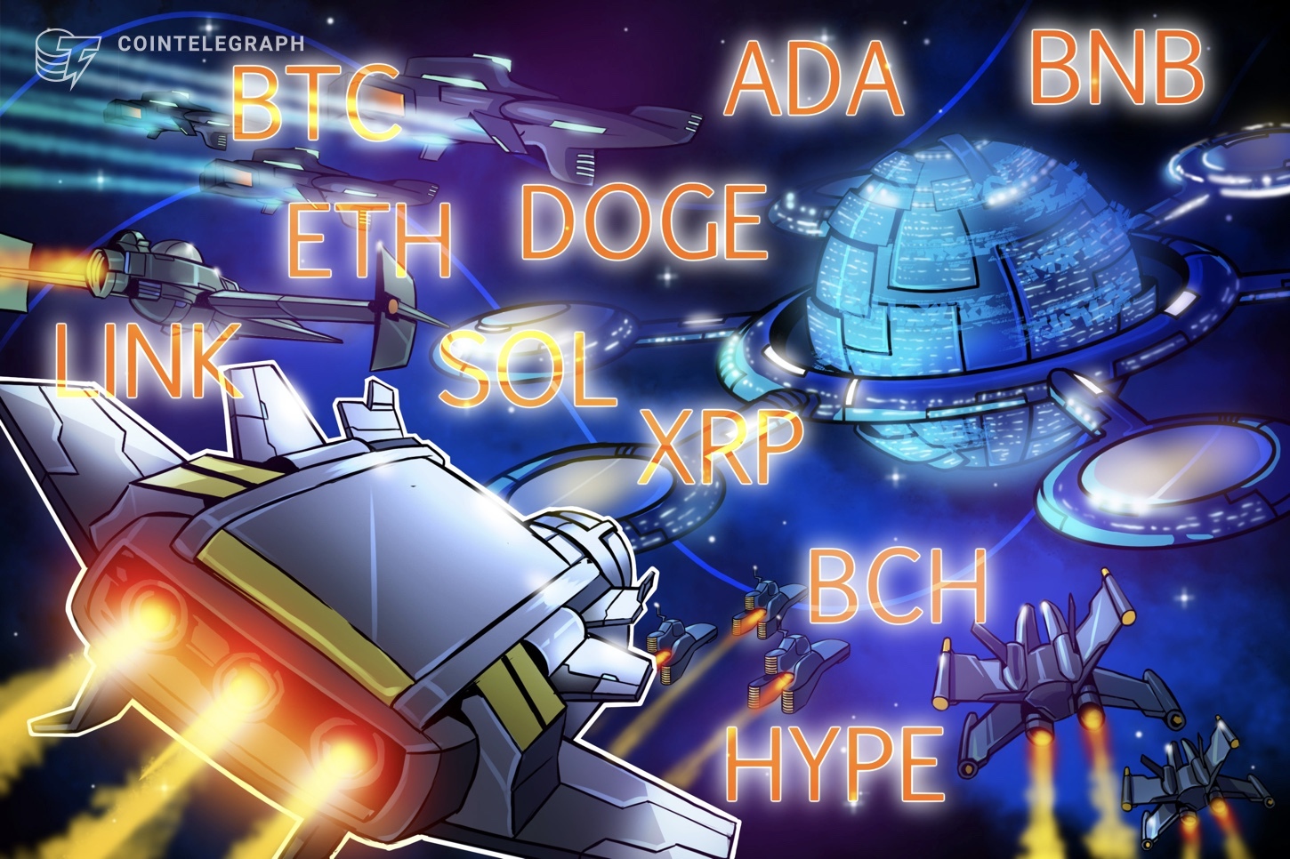 Predicciones de precios al 14/11: BTC, ETH, XRP, BNB, SOL, DOGE, ADA, HYPE, LINK, BCH