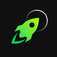 Changelly logo. Green rocket on a black background.