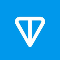 TON logo. White triangle pointed downwards is divided in the middle. Blue backdrop.