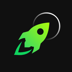 Changelly logo. Green rocket on a black background.
