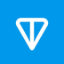 TON logo. White triangle pointed downwards is divided in the middle. Blue backdrop.