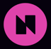 Neon EVM logo, Pink backdrop with black N letter.