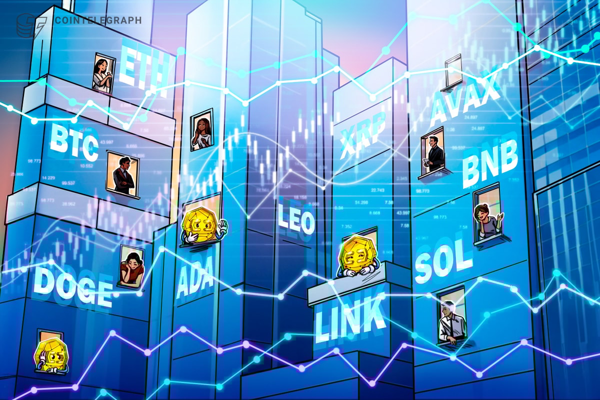 BTC, ETH, XRP, BNB, SOL, DOGE, ADA, Leo, Link, Avax