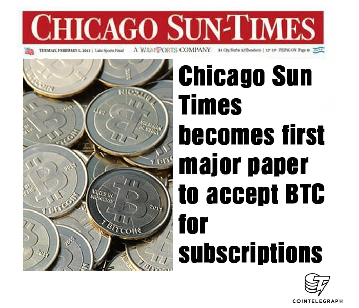 Chicago Sun-Times becomes first major paper to accept BTC for subscriptions