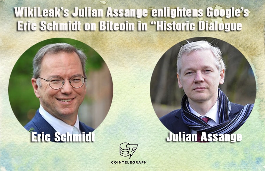 WikiLeak’s Julian Assange enlightens Google’s Eric Schmidt on Bitcoin in “Historic Dialogue”