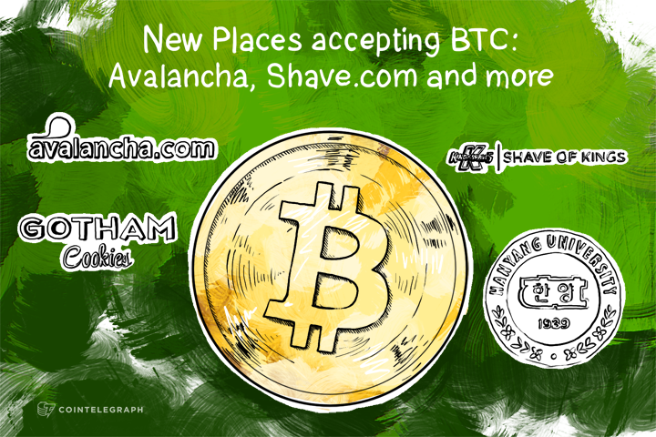 New Places accepting BTC: Avalancha, Shave.com and more