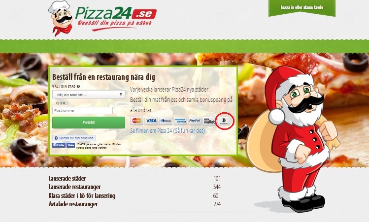 Scandinavian pizza delivery service accepts Bitcoins in three countries
