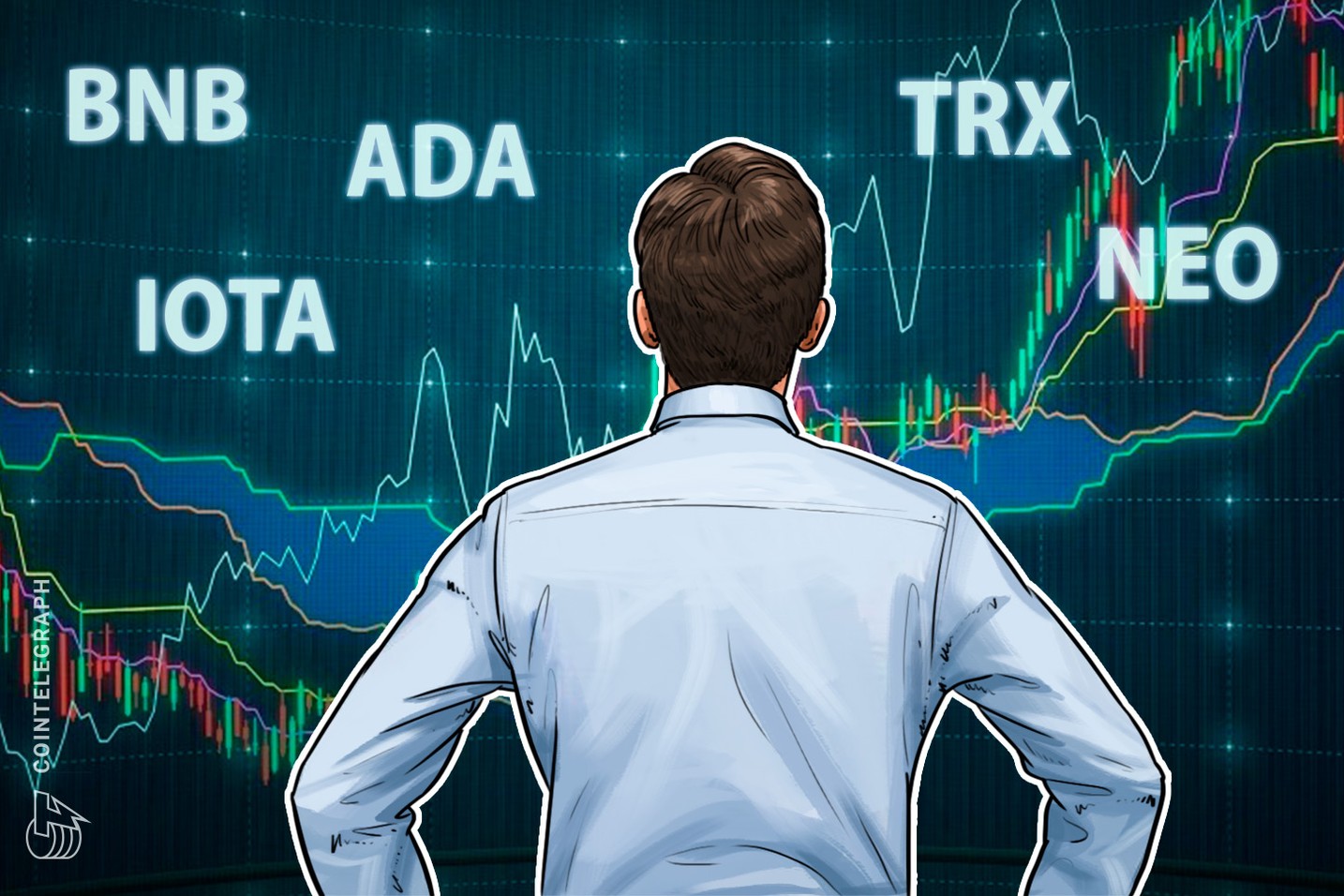Visão geral do top five das criptos: Binance Coin, Cardano, IOTA, Neo e Tron