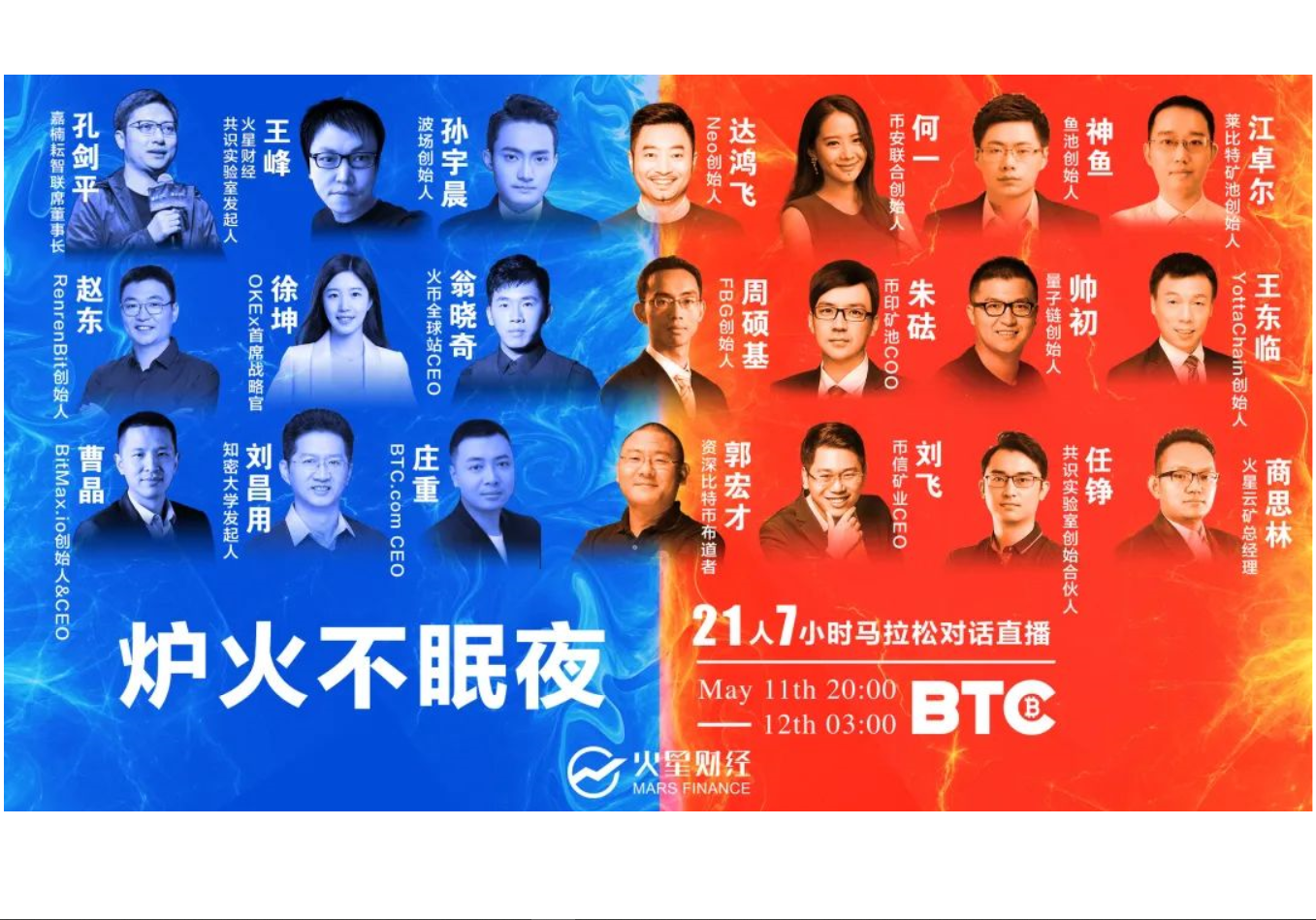21人激辩比特币减半！火星财经“炉火不眠夜”7小时直播精华汇总，推荐收藏
