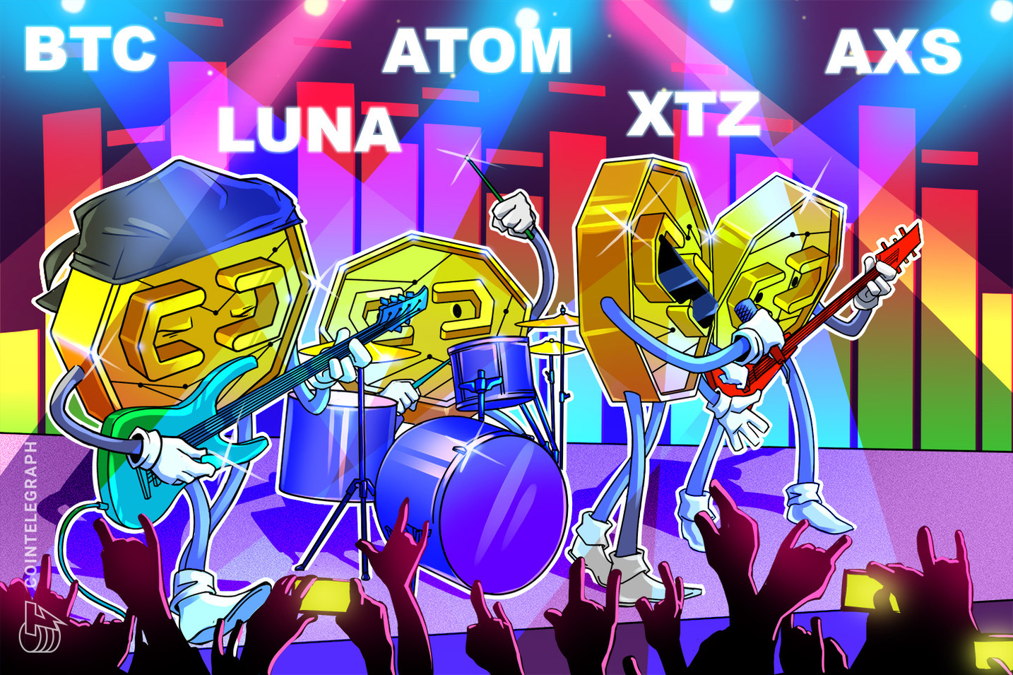 Top 5 criptomoedas para acompanhar na semana: BTC, LUNA, ATOM, XTZ, AXS