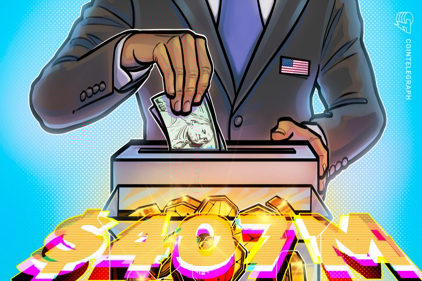 'Mudança política' impulsiona fluxos de US$ 407 milhões para produtos de criptomoedas, afirma CoinShares