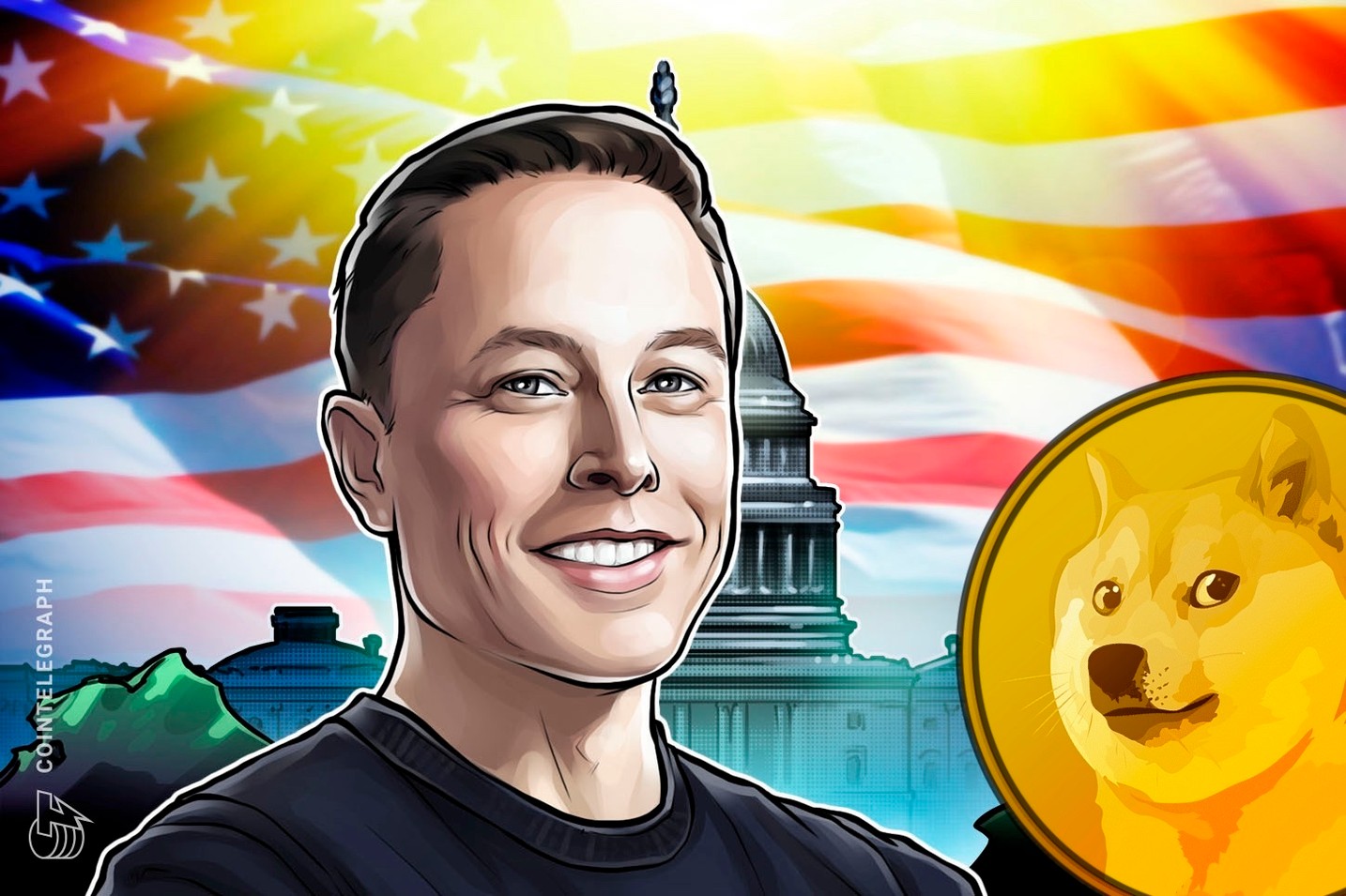 イーロン・マスクの政府効率化省がウェブサイト公開　ドージコインのロゴマークを掲載　DOGE価格は11％急騰