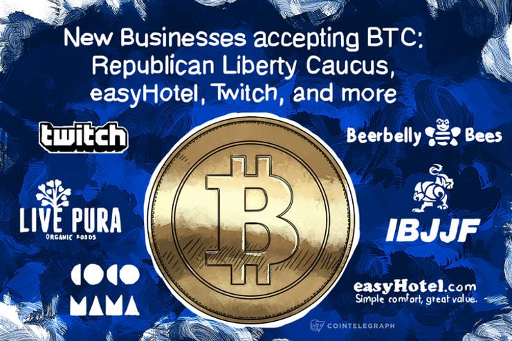New Businesses accepting BTC: Republican Liberty Caucus, easyHotel, Twitch, and more