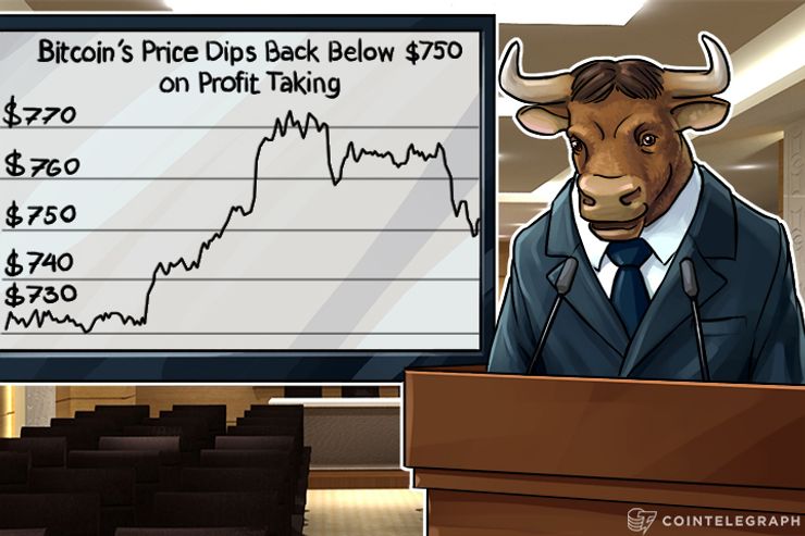 Bitcoin’s Price Dips Back Below $750 on Profit Taking
