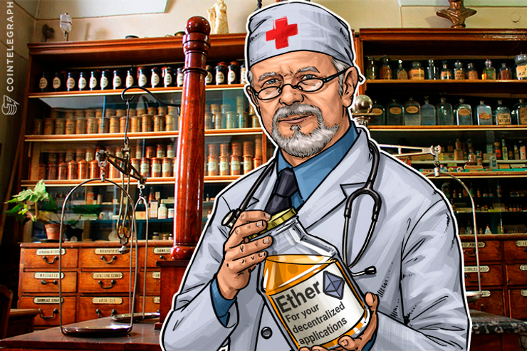 A doctor with a bottle of Ether
